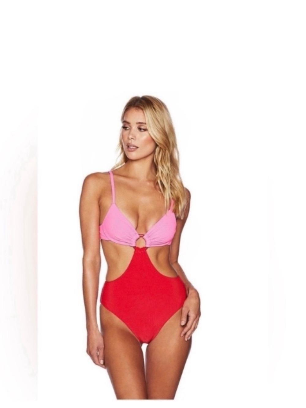 Beach Riot Hot Pink One-Piece Swimsuit monokini with cut outs